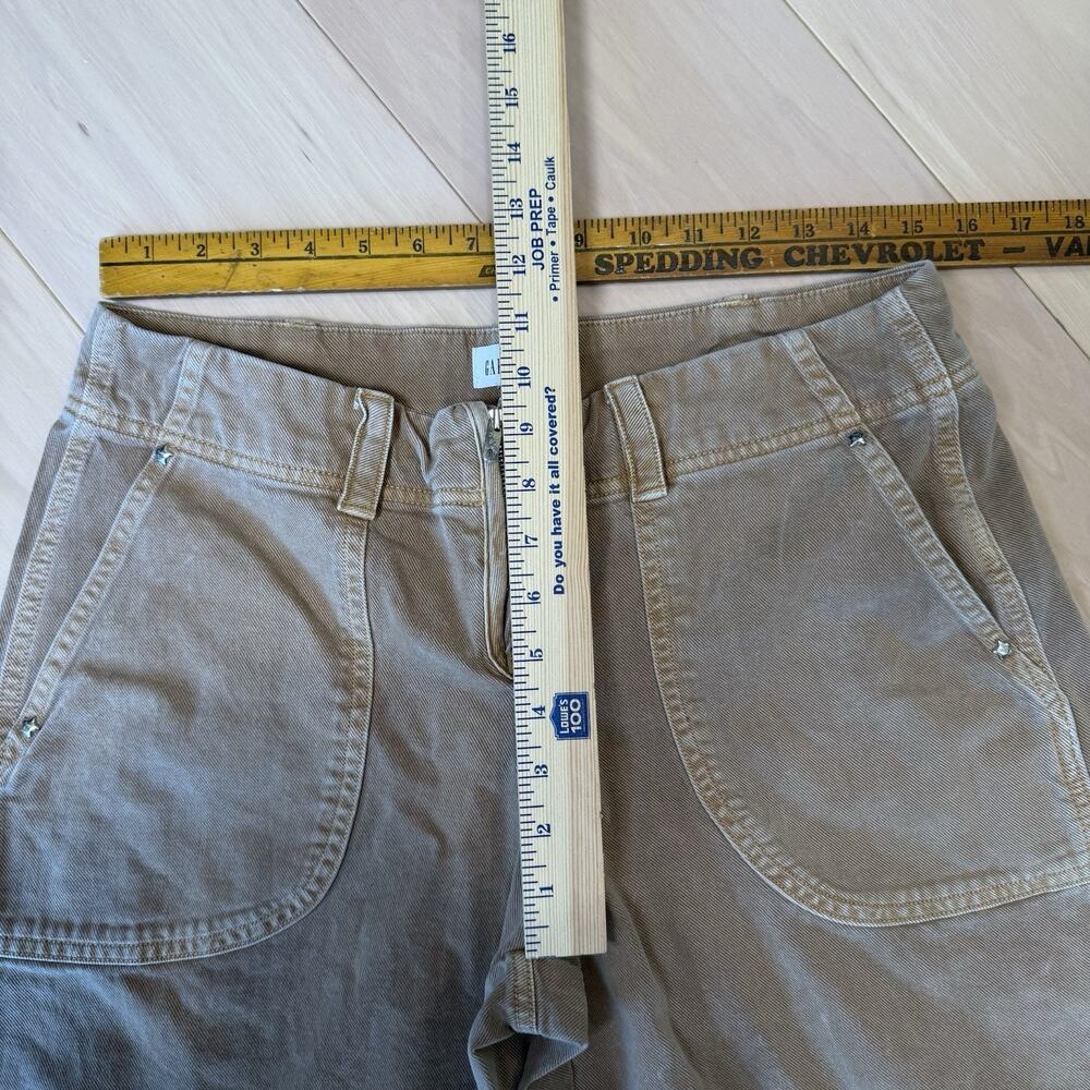 Gap Sandy Liang Low Rise Utility Pants Women's 10 Tan Brown Double Knee Baggy - Picture 7 of 11